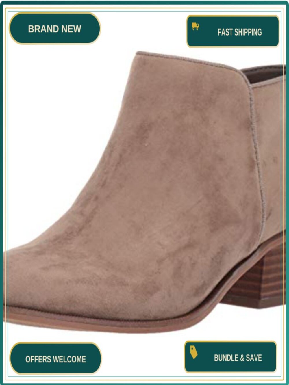 Women's Faux Suede Ankle Boots with Side Zipper & Stacked Heel